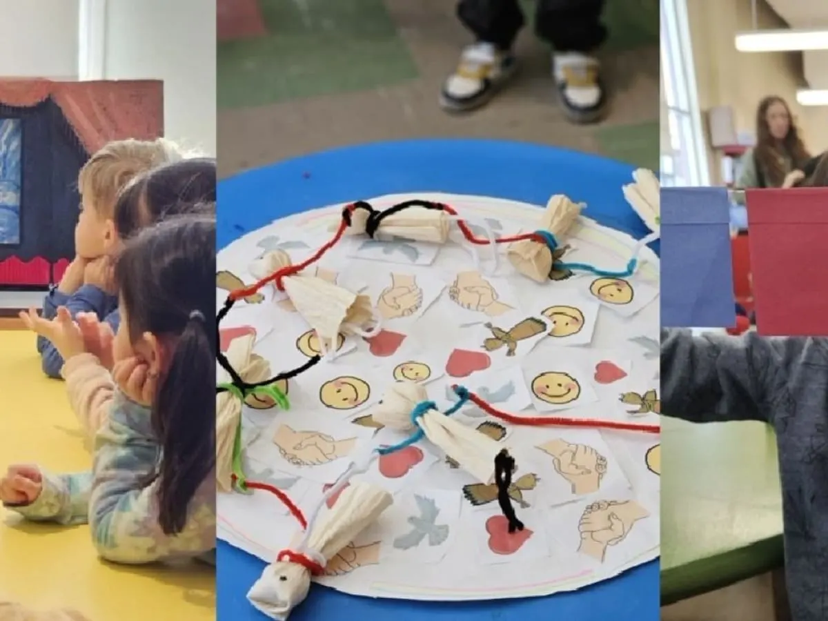 Trois images qui illustrent qui montrent des jeux d'enfants