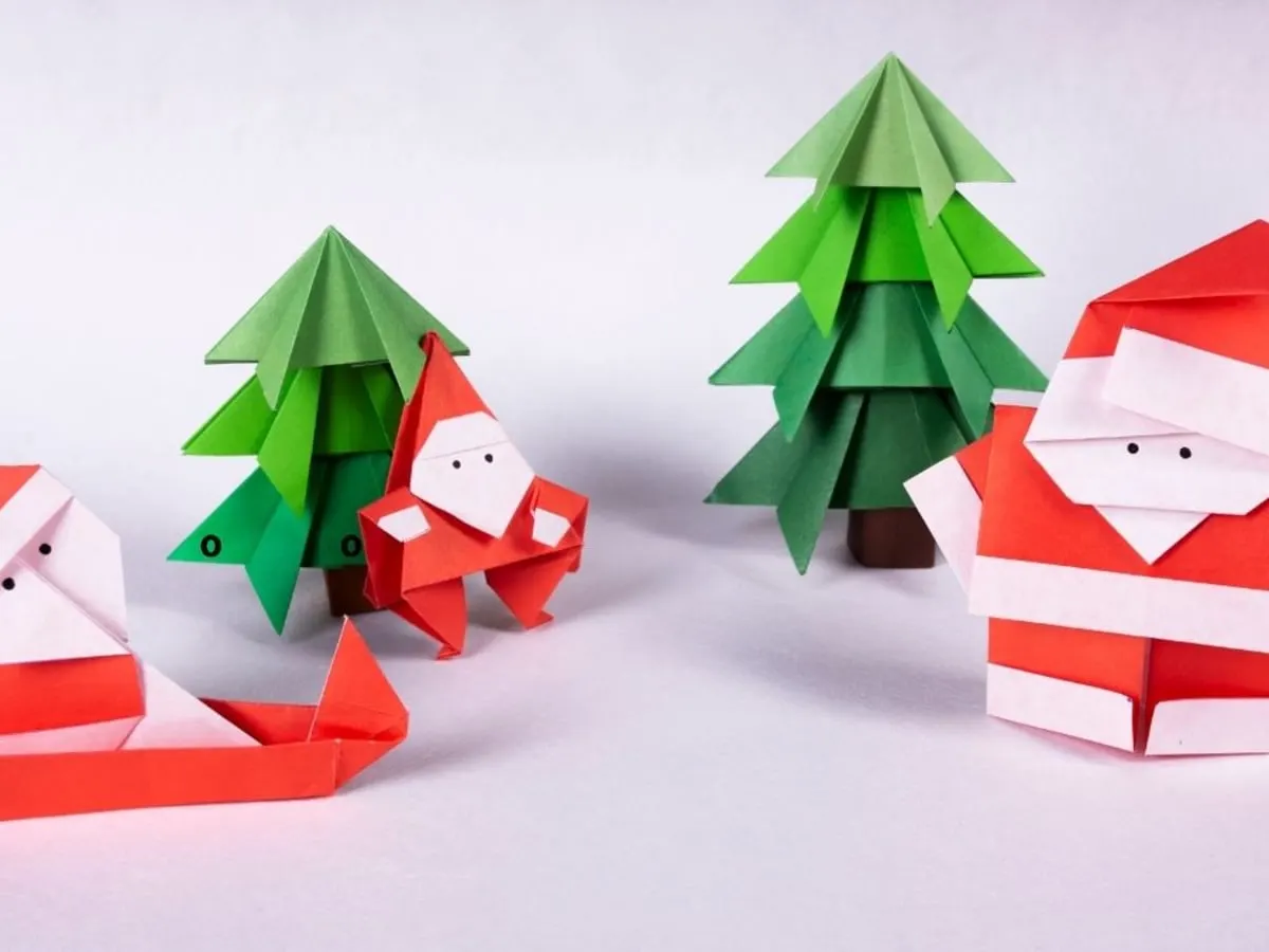 Père Noël et sapin en origami